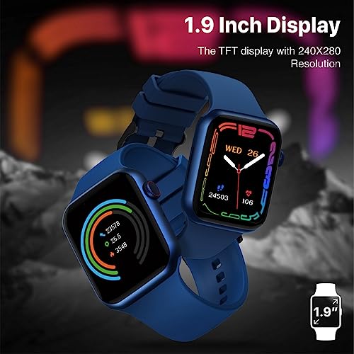 Image of Promate Xwatch-B19 Fitness Smart Watch, 1.9 inch Display Bluetooth Calling, IP67 Water Resistant, Voice Assistant, 15 Days Battery Life, 30 Sports Modes, Real-Time Health Monitor, 100+ Watch Faces (Blue)