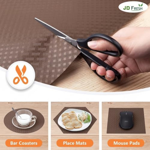 Image of JD FRESH 1.25 Meters EVA Food Grade Fridge Mats /Anti Slip Mat for Kitchen /Washable Shelf Liner Roll Sheet for Wardrobe /Cabinet /Dining Table /Drawer Mat Roll /Refrigerator Mats (Diamond Texture, Brown)