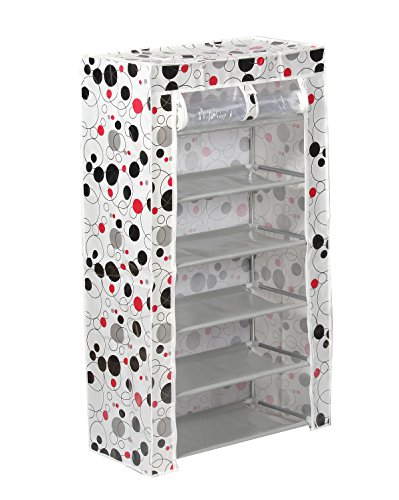 Image of GTC Light Weight Foldable Shoe Shelves Storage Organizer for Home and Office (6 Layer) (White Circle)