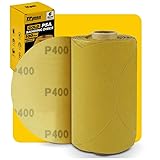 100PCS 6 Inch PSA Sanding Discs 400 Grit Self-Adhesive Sandpaper Roll for DA Sanders, Orbital Sander Gold Aluminum Oxide Sticky Back Abrasive Discs for Automotive, Woodworking, and Metal Polishing