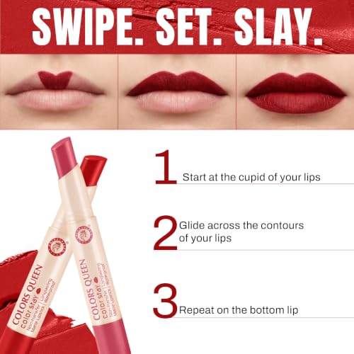 Image of Colors Queen Color Stay Matte Lipstick | Highly Pigmented with Smooth One Swipe Application | Ultra Matte Finish | Smudge Proof & Waterproof | Long Lasting Lipstick for Women (Nude Mauve, 2.1 g (Pack of 1)) | Long Lasting