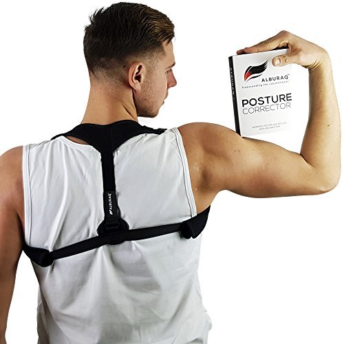 Posture corrector for women men & kids – back wearable & easy adjustable clavicle brace – unnoticeable & comfortable shoulder support for sitting, slouching & hunching, sports,… by ALBURAQ