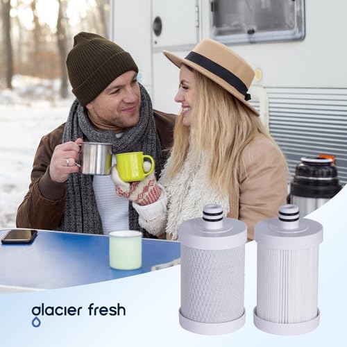 Image of GLACIER FRESH RV Water Filter 2 Pack, 0.2 Micron High Flow Filter, and Granular Activated Carbon inchTasty inch for RV Water Filter System, Reduces Sediment, Chlorine, Bad Taste and Odors