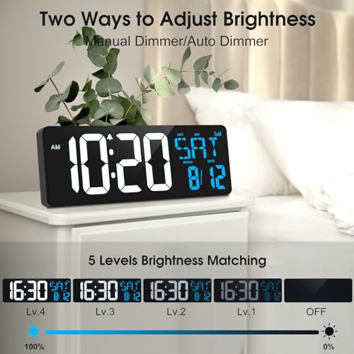 17" Large Digital Wall Clock, Bluetooth Auto Time Sync, Auto DST - Image 4