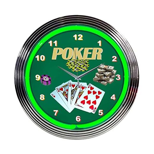 Neonetics Bar and Game Room Poker Neon Wall Clock, 15 Inch