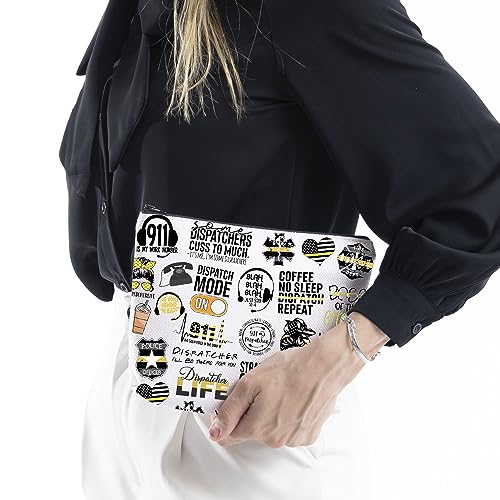 WCGXKO 911 Dispatcher Gift Quote Canvas Makeup Bag With Zipper for Coworker4