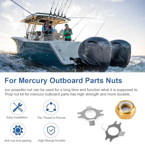 Image of 18-3702 Marine Prop Nut Kits for Mercury Prop Nut Kit 35-70 HP Outboard Motor, Outboard Propeller Nuts Fit for Mercury Engines 11-69578A1,11-69578T1,11-69578Q, Nuts with 2 Lock Washers for Boat Parts