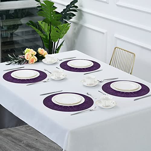 Xigua Placemats Purple Mandala Coasters Round Placemats Set Of 4 Heat Stain Scratch Resistant Non-Slip Waterproof Oil-Proof Washable Wipeable Outdoor Indoor Place Mats #TOP6