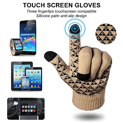 Image of Loritta Winter Hats for Men, 3 PCS Fleece Beanie Scarf Gloves Set