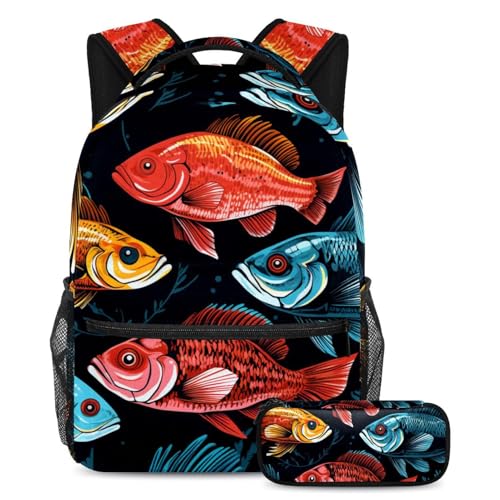 Sac à dos et trousse poisson coloré pour ranger toutes les fournitures