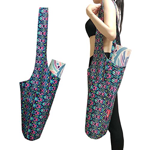 Aozora Yoga Mat Bag | Yoga Mat Tote Sling Carrier with Large Side Pocket & Zipper Pocket | Fits Most Size Mats