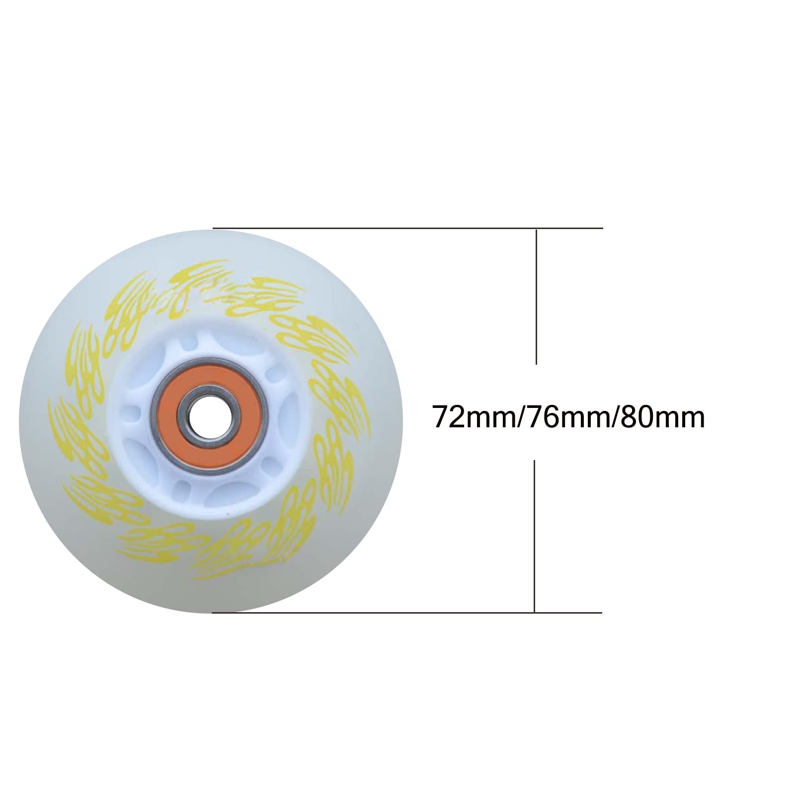 Genérico Ruedas de Repuesto para Patines en Línea Exterior Interior Luces Led Intermitentes de Repuesto de 85 A, 72 mm, 76 mm Y 80 mm, con Rodamientos (Paquete de 8)