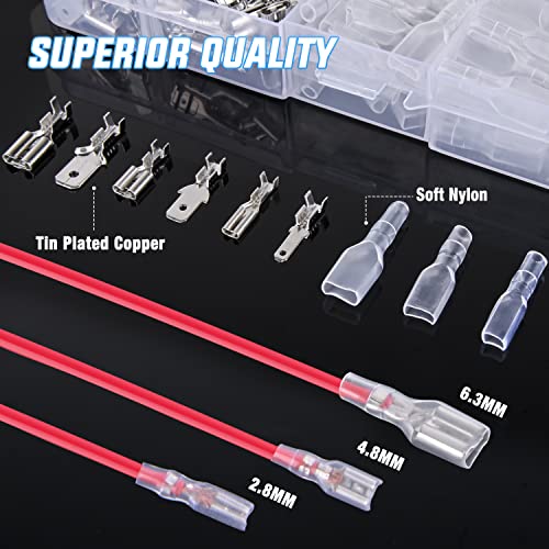 Nilight 480PCS Insulated Male Female Spade Terminals Quick Splice Assortment Tin Plated Open Barrel Copper Crimp Wire Connectors for 22-14 ga Electrical Wiring Car Audio Speaker - Image 3