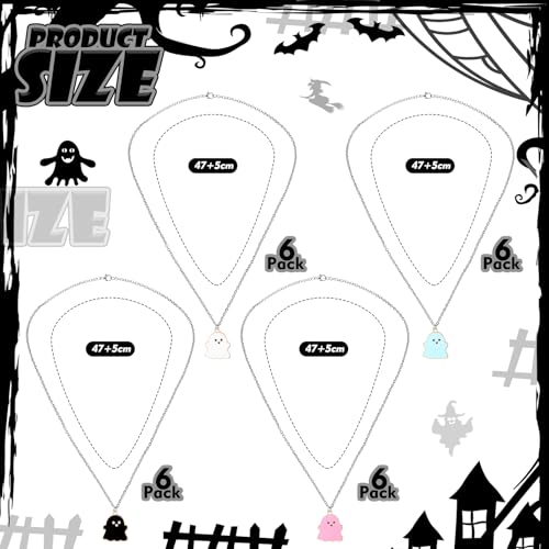 24 Pcs Halloween Ghost Pendant Necklace Party Favors Lovely Ghost Enamel Charm Necklace for Women Men Forever Friendship BFF Chokers Gift Couple Memorial Halloween Costume Decoration3