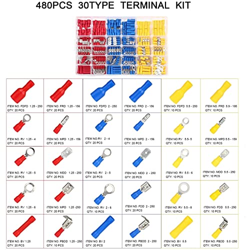 Kit de terminales eléctricas 18 kit de terminales electricas marca Voyzdx (3)