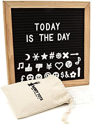 Felt Letter Board 10x10 Organizer by Wordy Tots: Changeable Signs w/Sturdy Oak Frame & 360 Plastic Letters in Carry Bag/Durable Versatile for Office, Business, Cafe, Menu Or Chores, and Learning