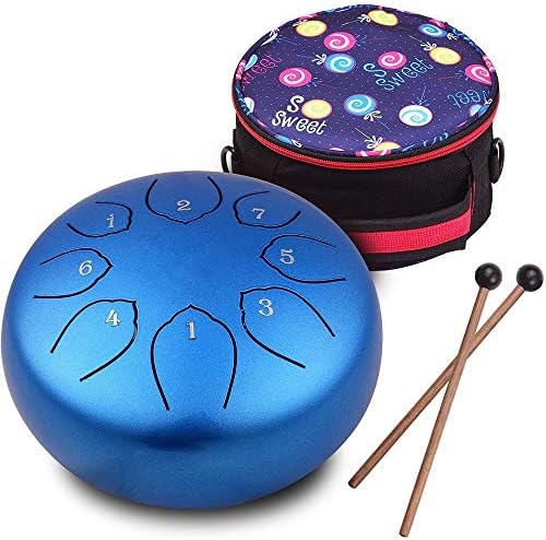 Musfunny Steel Tongue Drum : 6 Inch 8 Notes Steel Drums C Major with Drumsticks Bag Finger Cover - Handpan for Musical Education Meditation Percussion Musical Instruments