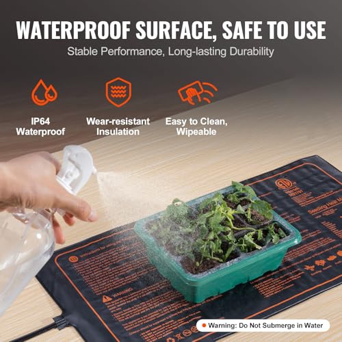 Image of VEVOR 10 inchx 20.75 inch Seedling Heat Mat with Digital Thermostat Controller Combo Set, MET-Certified, Waterproof, for Indoor Germination, Gardening, Hydroponics, Greenhouse Use, 1 Pack