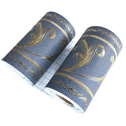 Upredo 3D Decorative Floral Molding Wallpaper Border Peel Stick Waterproof Wall Ceiling Border For Bathroom Kitchen Backsplash Tiles Sticker,4 Inch By 16.4Ft (Navy) #TOP2