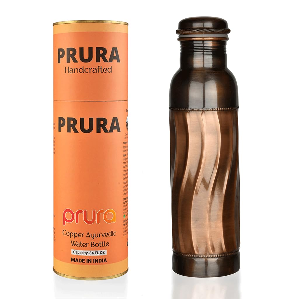 Black Wave Copper Water Bottle Pure Copper Vessel for Drinking - Drink More Water, Lower Your Sugar Intake And Enjoy the Benefits Immediately