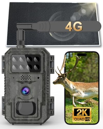 Vatony 4G Cellular Trail Camera-with 2K 48MP Wide Angle 120 Degree,Night Vision up to 100FT, Solar Powered Hunting Camera with SD Storage, IP68 Waterproof, Motion Activated Wildlife Camera