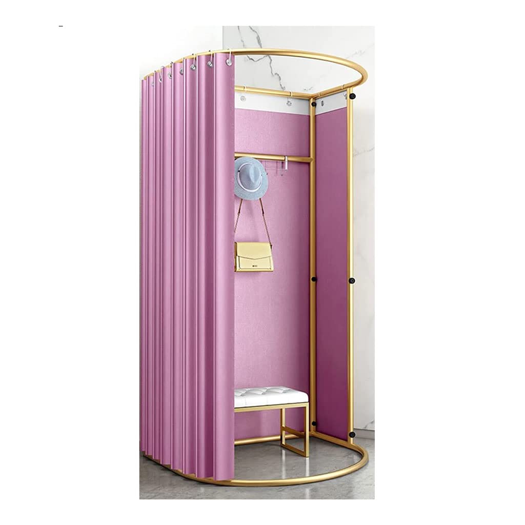 SIAMZYWV Ring Rack Fitting Room, Portable Dressing Room Frame with Curtain and Hook, Changing Room for Clothing Store, Boutiques, Office