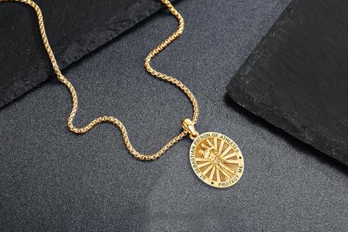 Saint Sebastian Medal Necklace for Men Women 925 Sterling Silver Protect This Athlete Pendant 18k Gold Plated Patron St Sebastian Confirmation Gifts Religious Protection Amulet Jewelry4