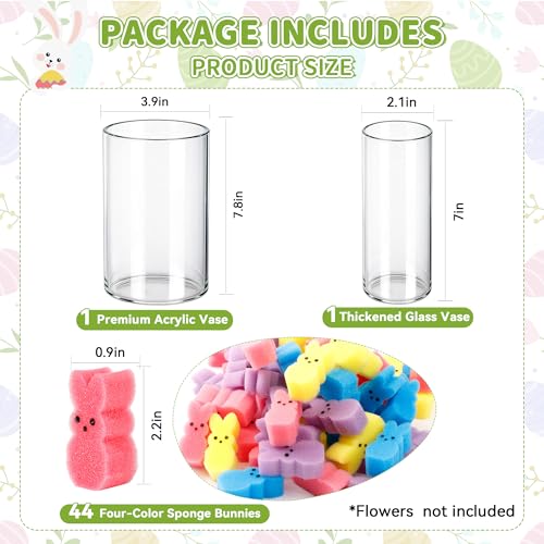 Image of ALFEVA Easter Decorations-Vase in Vase and 44 Peeps Bunnies Filler, Easter vaseset Ready to Display,Spring Decorations for Home Table (No Flowers