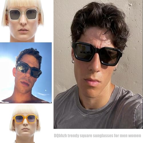 Trendy Hexagon Sunglasses for Women Men Vintage Square 70s 80s 90s Thick Frame Gradient Lens Sun Glasses UV Shades3