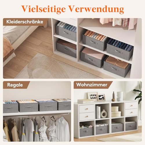 Lifewit Groß 2er Set Aufbewahrungsboxen, 50 x 40 x 20 cm Faltbarer Schrank Aufbewahrungskorb mit EntfernbareTrennwand, Stoff Kleiderschrank Organizer -Aufbewahrung Boxen für Kleidung, Hosen, Socken