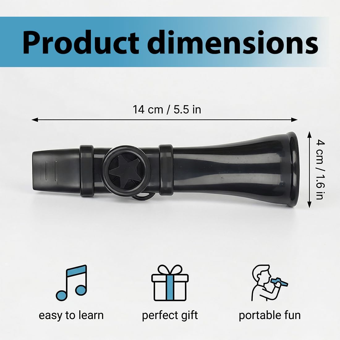 GXGM 1 Pièce Kazoo Instruments, instrument de musique, sonorité et vibrations uniques, Excellent son pour Guitare, Ukulélé, Violon, Clavier de Piano (Noir)