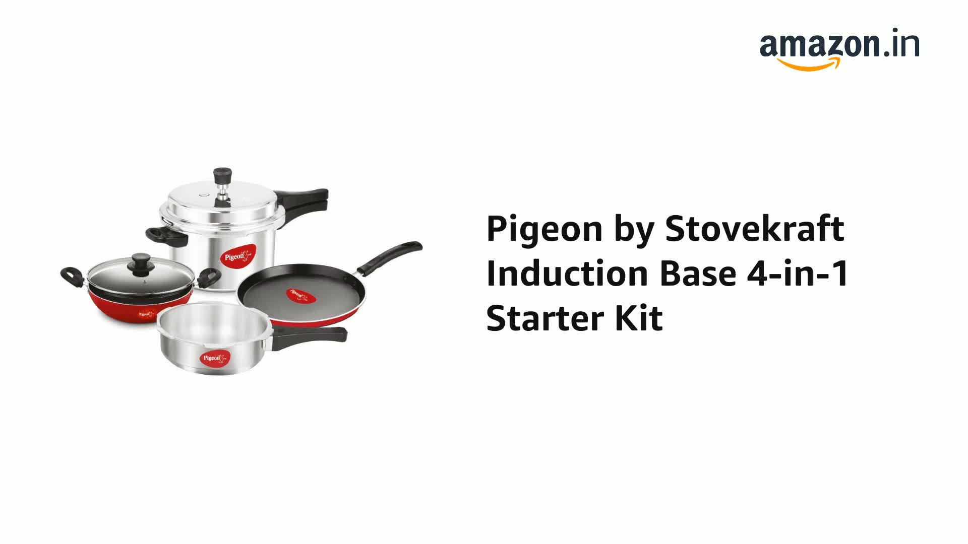 Pigeon by Stovekraft Induction Base 4in1 Starter Kit, Silver