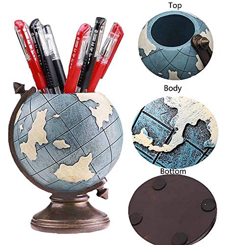 MUAMAX Globe Pen Holder Desk Organizer Pencil Holder for Desk Pen Organizer and Storage Desk Organizer Accessories Pencil Holder Cup for School, Office, Home Decor - Image 4