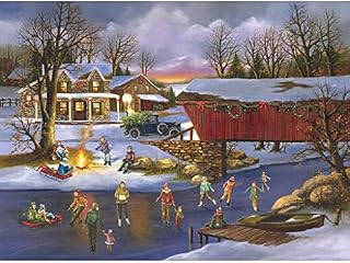 Bits and Pieces - 300 Large Piece Jigsaw Puzzle for Adults - An Old Fashioned Christmas - 300 pc Snowy Winter Holiday Jigsaw by Artist H.Hargrove