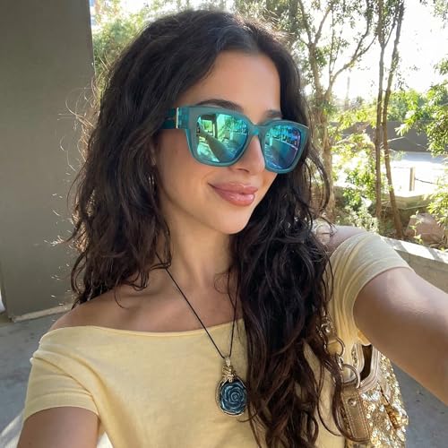 Image of SIPHEW Mirrored Sunglasses Polarized Fit Over Glasses for Women - Trendy Large Square w UV400 Protection Sun Glasses