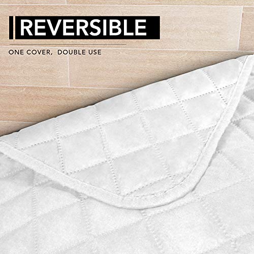 Image of Easy-Going L Shape Sectional Sofa Slipcover 42 x 68 Inches Rectangular Chaise Lounge Reversible Furniture Protector for Pets Kids Children Dog Cat (White /White)