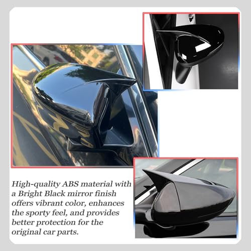 Image of Side Mirror Cover,for Nissan Sentra 2013-2019 /Nissan Altima 2013-2018, Bright Black Side Rear Mirror Covers Body Kit Accessories for Cars(with Turn Signal Cutout)