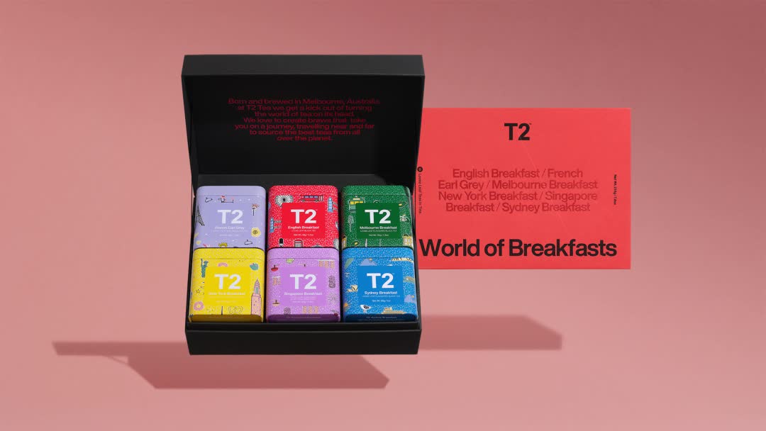 T2 Tea World of Breakfast Black Gift Pack 6 Loose Leaf Breakfast