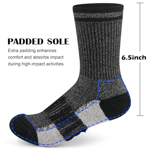Image of Gonii Women Socks Hiking Running Thick Cushion Athletic Crew Socks 5-Pair | Breathable material, Arch support, Mid calf long length, Anti-blister, Elastic cuff for sport, Tennis, Cycling and casual
