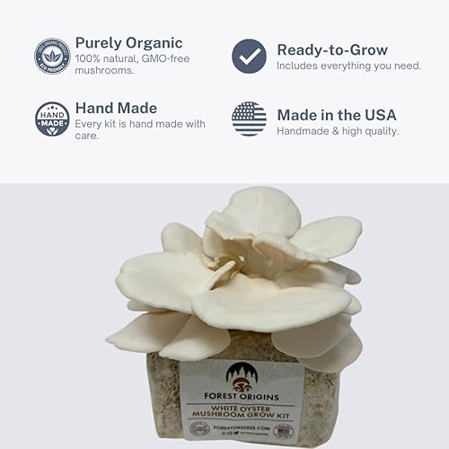 Miniatura 2 de Forest Origins Kit de cultivo de hongos ostra blanca, apto para principiantes y fácil de usar, crece en 10 días  Hecho a mano en California, Estados
