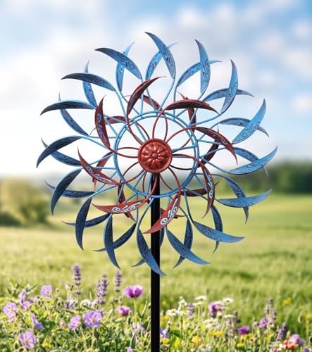 VUFOZ 4 Layer Wind Spinner Outdoor Metal 13 Kinetic Wind Spinner for Yard and Garden Decorative Metal Yard Art for Lawn or Patio