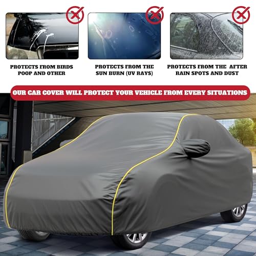 Image of Kayme Compatible with Grey Kwid Car Cover Waterproof Car Body Cover for All Weather Proof & Full Bottom Elastic, Triple Stitching with 100% Nail Proof Cover