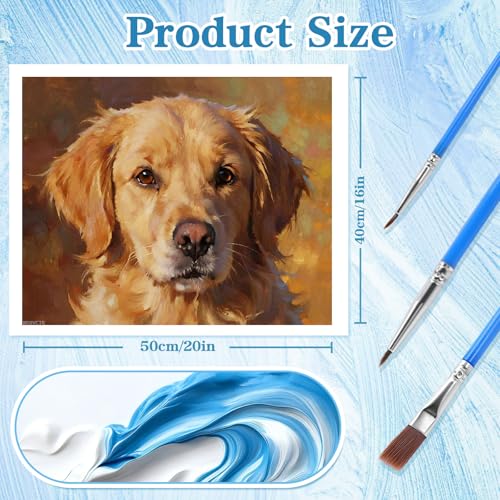 Pintura por números WUIVCTR de Golden Retriever 16x20 para pintar sin saber dibujar 3