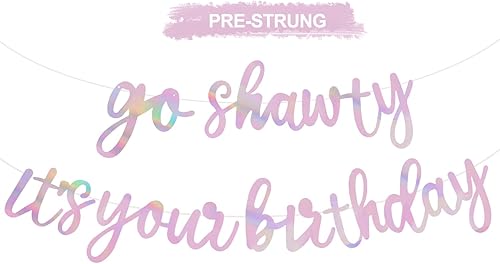 Miniatura 161 de BEISHIDA Cartel Purple Go Shawty It's Your Birthday - No DIY - Cartel de feliz cumpleaños con purpurina con temática de hip hop, pre-encordado