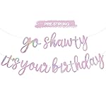 BEISHIDA Double-Sided Rainbow Pink Go Shawty It\'s Your Birthday Banner 11.4Feet,NO DIY-Hip Hop Theme Glitter Happy Birthday Banner Pre-Strung Rap Theme Happy Birthday Sign for Man Women birthday Party Supply
