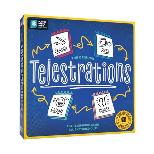 USAOPOLY Telestrations 8 Player 2nd Edition Board Game, Award Winning Hilarious and Unpredictable Must Have Party Game with a New Look, Sketch What Your Read Then Guess What You Saw, 4-8 Players