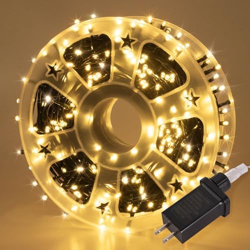 Etinga 500 LED String Lights 165ft Warm White, Green Wire Plug in...