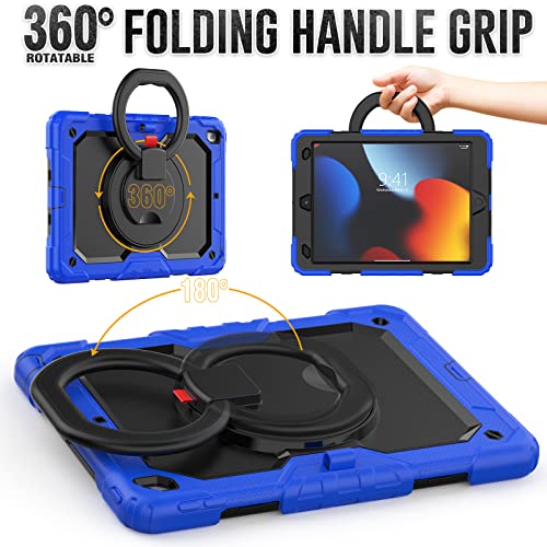 HUEZOE iPad Case 10.2 Inch 2021/2020/2019 Shockproof Full Body Protective Cover with 360 Degree Rotating Stand Shoulder Strap for iPad 9/8/7 - Image 2
