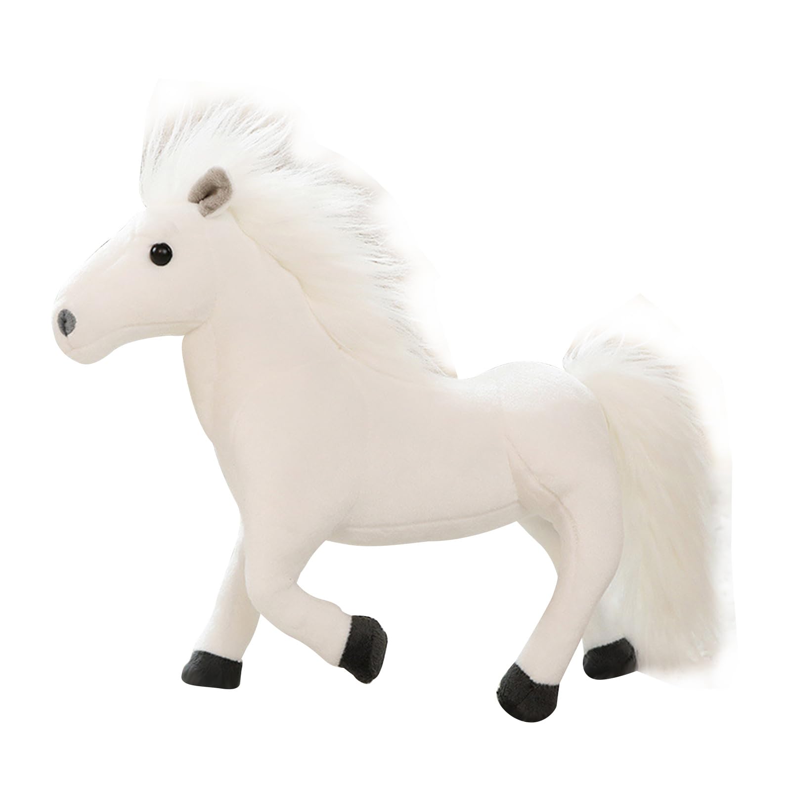 Uixxducc Cuddly Toy Horse Plush Toy Realistic Plush Horse Toy Stuffed Toy Horse Plush Dolls Throw Cushion Gift for Children (White)