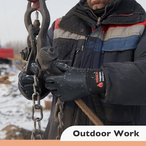 HSHCH Waterproof Winter Work Gloves, Insulated Thermal, Double Latex Coated - image 7